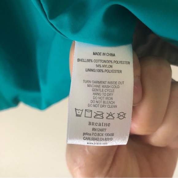 PrAna Gray and Teal Abby Lightweight Hooded Windbreaker Rain Jacket Size Medium - Picture 11 of 15